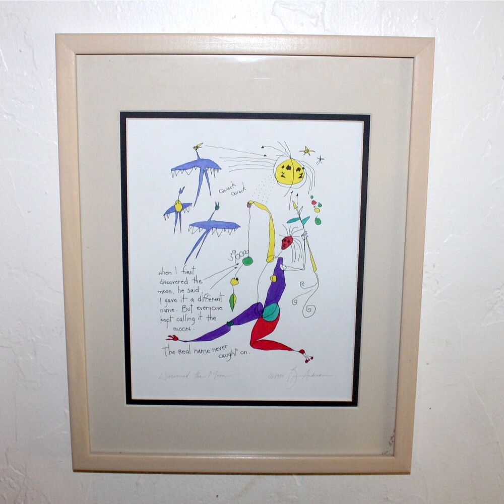 Brian Andreas Story People framed matted print Discovered The Moon 1993 signed